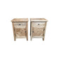 SET OF 2 X DUTCHY FRENCH PROVINCIAL STYLE BEDSIDE TABLES 1 DOOR & 1 DRAWER WITH PARQUETRY PATTERN 50 CM