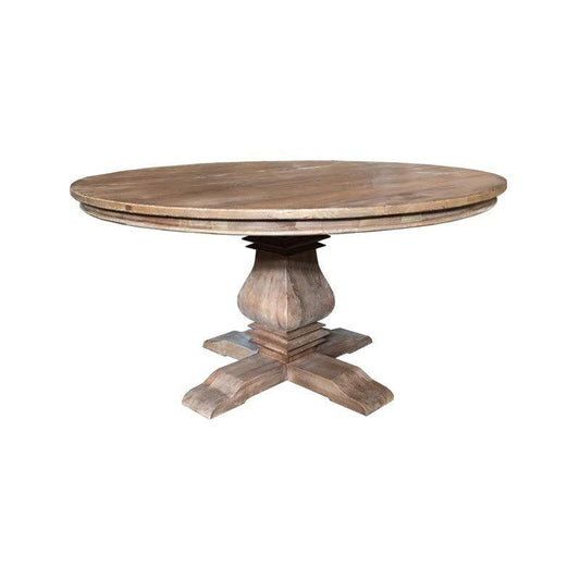 RHIANNON ROUND DINING TABLE IN RECYCLED ELM 150CM DIAMETER - MyChocolateWood