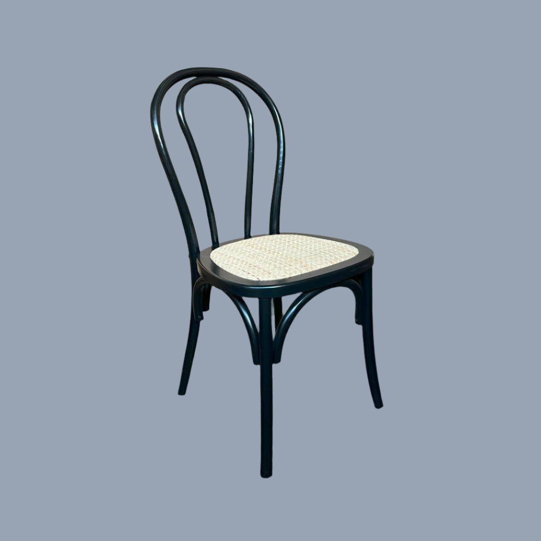 CRISTO BENTWOOD DINING CHAIR BLACK WITH RATTAN SEAT (NON-STACKABLE)