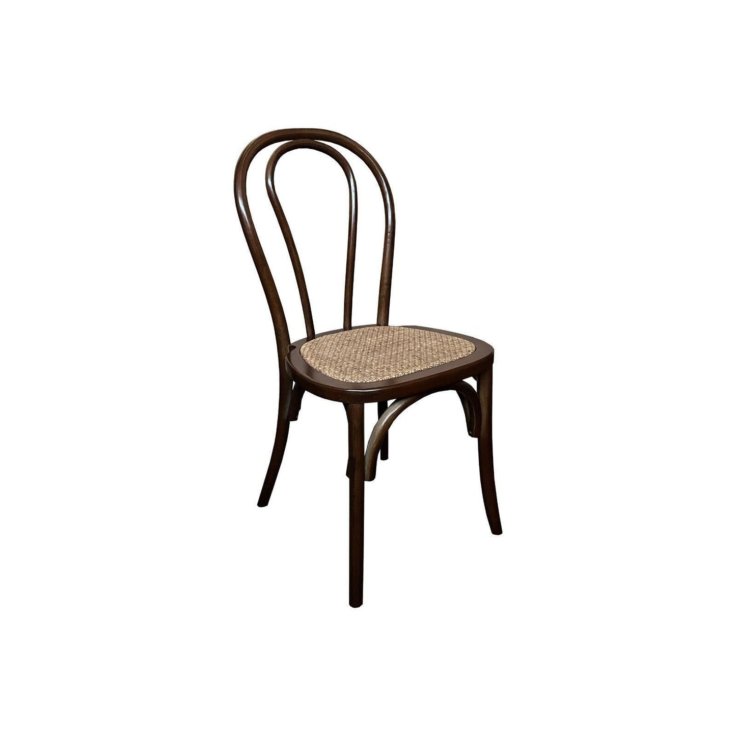 CRISTO STACKABLE BROWN BENTWOOD DINING CHAIR WITH RATTAN SEAT