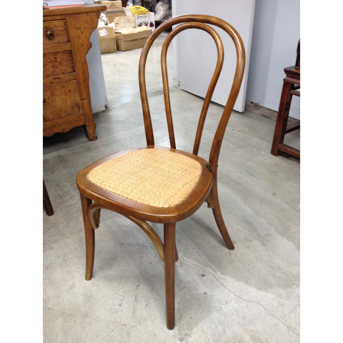 CRISTO STACKABLE BROWN BENTWOOD DINING CHAIR WITH RATTAN SEAT