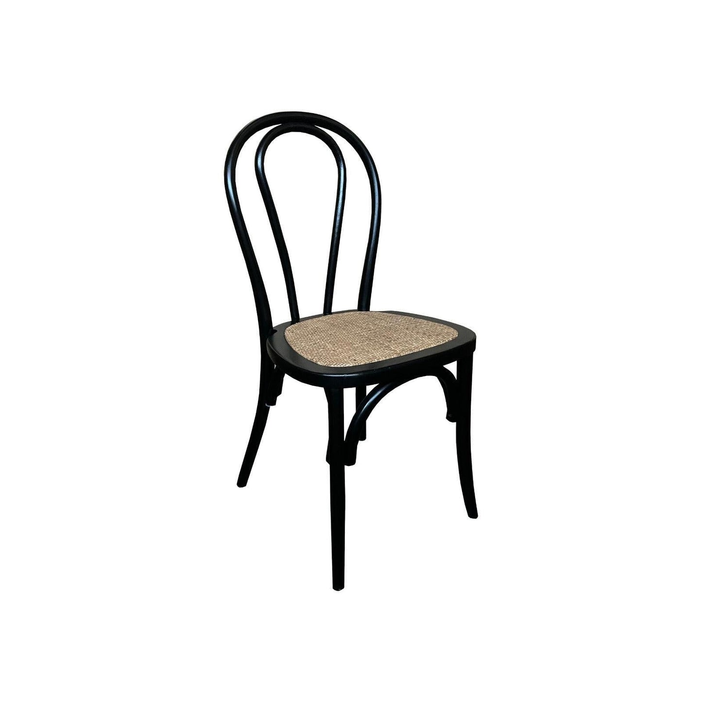 CRISTO STACKABLE BLACK BENTWOOD DINING CHAIR WITH RATTAN SEAT