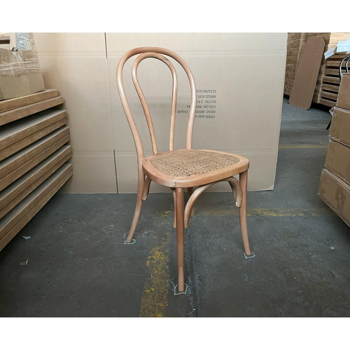 CRISTO STACKABLE NATURAL BENTWOOD DINING CHAIR WITH RATTAN SEAT - MyChocolateWood