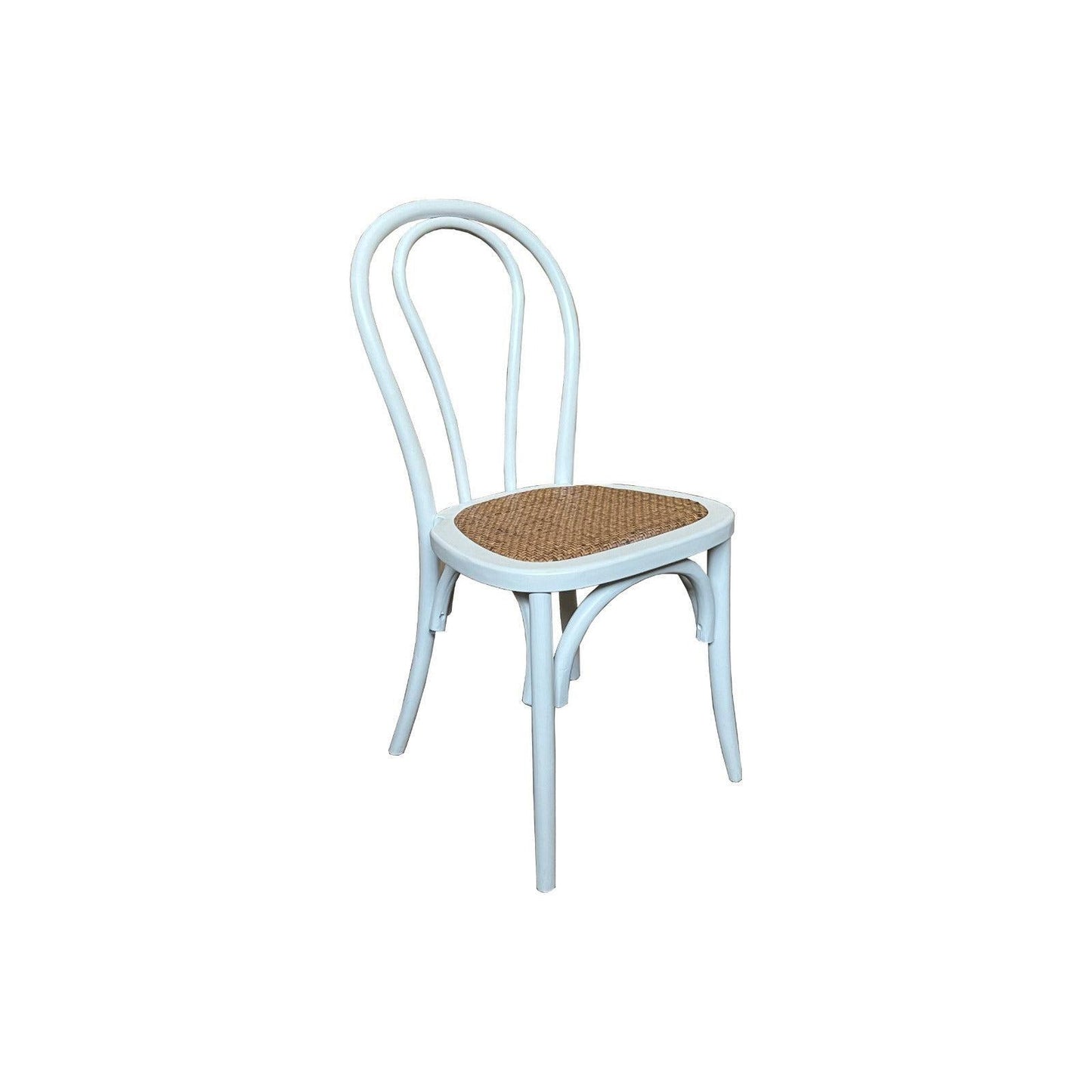 CRISTO STACKABLE WHITE BENTWOOD DINING CHAIR WITH RATTAN SEAT