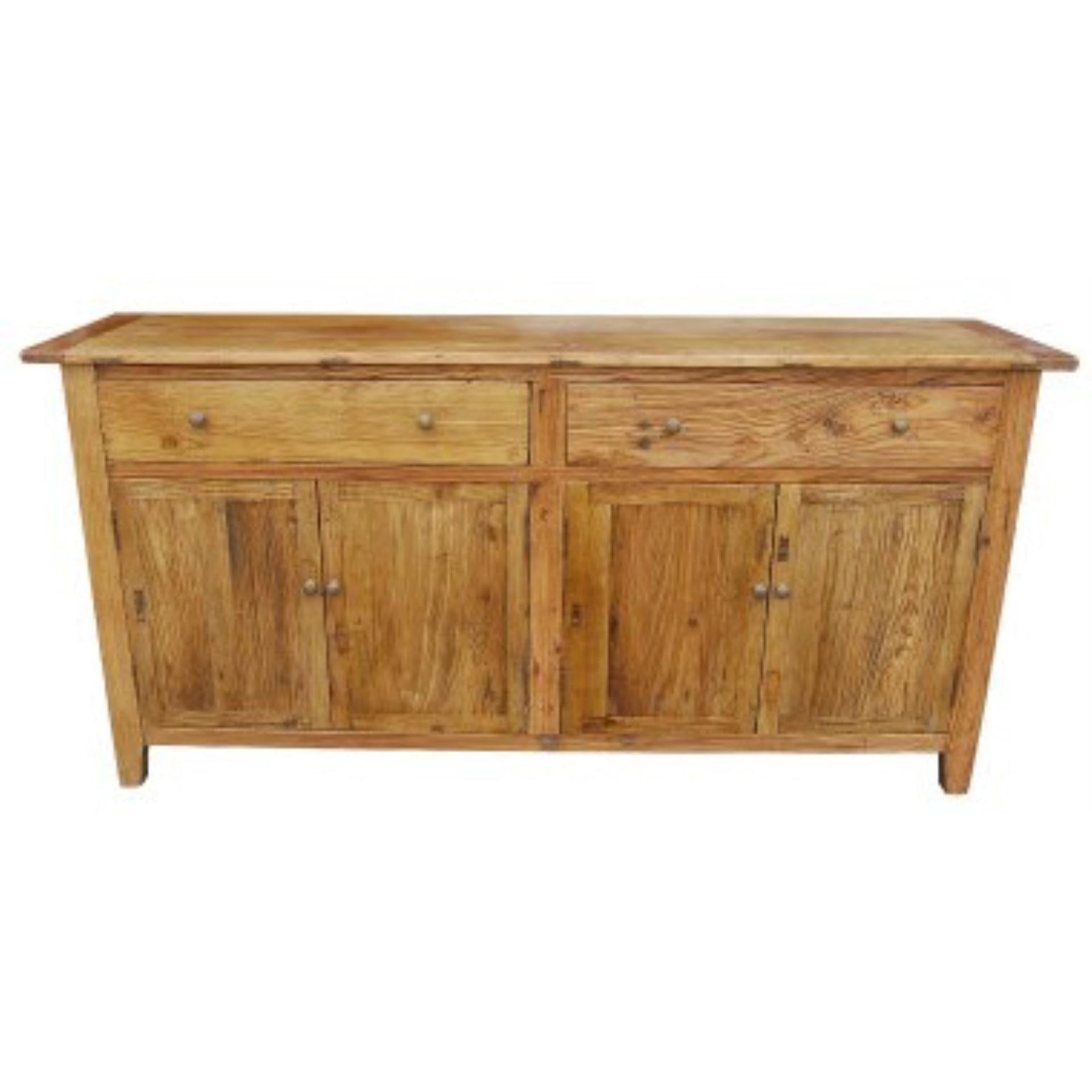 LINDI RECYCLED ELM RUSTIC COUNTRY STYLE BUFFET/SIDEBOARD 4 DOORS 2 DRAWERS HONEY 180CM