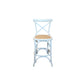 MELROSE CROSS BACK BAR STOOL WITH RATTAN SEAT IN WHITE - 65CM SEAT HEIGHT - MyChocolateWood