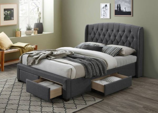 PASCAL HAMPTONS STYLE BED IN QUEEN SIZE DARK GREY