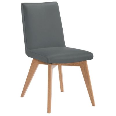 LILLY TOP GRAIN LEATHER DINING CHAIR IN GREY
