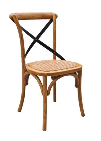 SET OF 2 DARBY DINING CHAIRS ELM WITH METAL CROSS