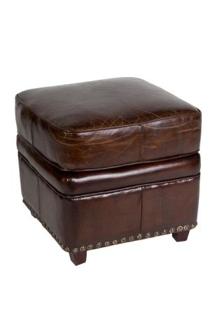 D2 Aged Leather Ottoman