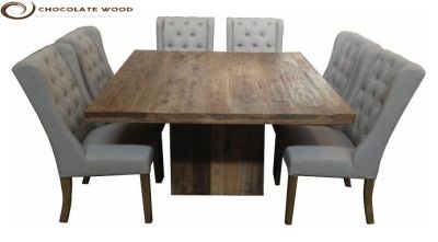 Cheap Online Dining Table + Linen Chair Package