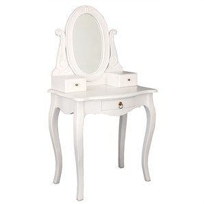 Queen Ann Nouveau Solid Mahogany Timber Dressing Table - White