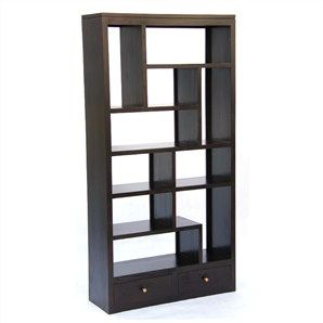 Pagama Solid Mahogany Timber Display Shelf with Drawers - Chocolate