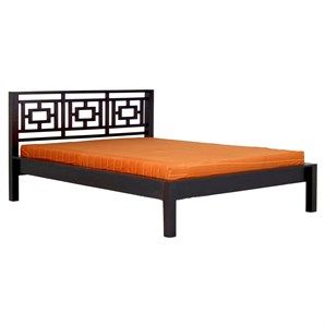 Haruku Oriental Solid Mahogany Timber Queen Size Bed - Chocolate