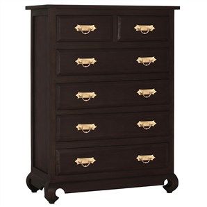 Sinai Solid Mahogany Timber 6 Drawer Tallboy, Chocolate - BY SPECAIL ORDER ONLY