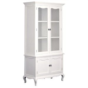 BIGOLA FRENCH PROVINCIAL/HAMPTON STYLE SOLID MAHOGANY DISPLAY CABINET IN WHITE