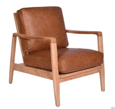 INNIS BUCKLE LEATHER ARMCHAIR LOUNGE CHAIR EASY CHAIR COLUMBIAN BROWN