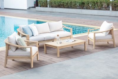 BAILEY ACACIA WOOD & ROPE 4 - PIECE OUTDOORS SETTING