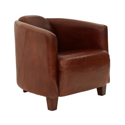 CHESWICK AGED LEATHER ARMCHAIR IN VINTAGE BROWN
