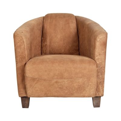 CHESWICK AGED LEATHER ARMCHAIR IN CARAMEL