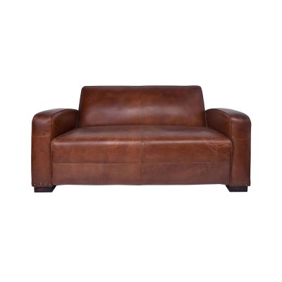 CAMBRIDGE AGED LEATHER 2-SEATER SOFA IN VINTAGE BROWN