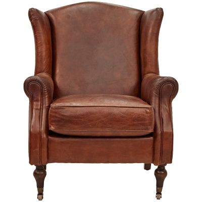 LAMPARD WINGBACK ARMCHAIR IN AGED LEATHER