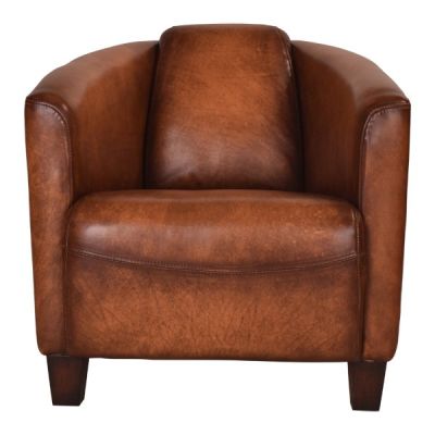 CHESWICK AGED LEATHER ARMCHAIR IN TOFFEE