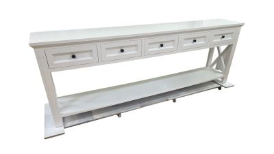BRITTANY 5 DRAWERS FRENCH PROVINCIAL HAMPTONS STYLE CONSOLE TABLE IN WHITE