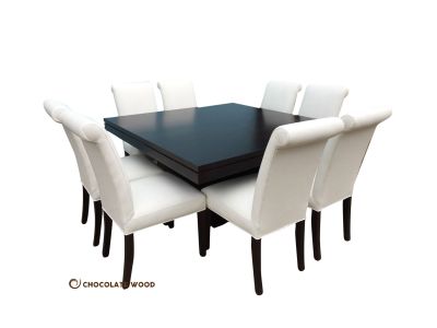 CUSTOM MADE   Taylor Australian Made Tassie Oak 150cm Square Table Set with leather chairs