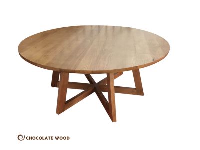 CUSTOM MADE TORRENT ROUND DINING TABLE IN SOLID TASSIE OAK 1800MM