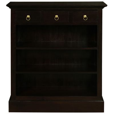 ADELAIDE SOLID MAHOGANY TIMBER 3 DRAWERS & 3 SHELVES BOOKCASE IN CHOCOLATE