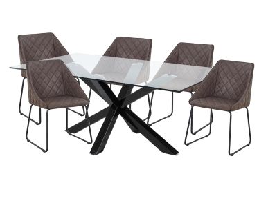 CHEAP CLEAR TOP TABLE + 6 BROWN DINING CHAIRS IN SYDNEY