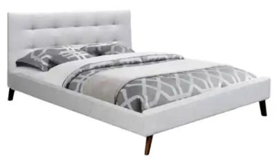 ADELE DOUBLE BED IN LIGHT GREY FABRIC 