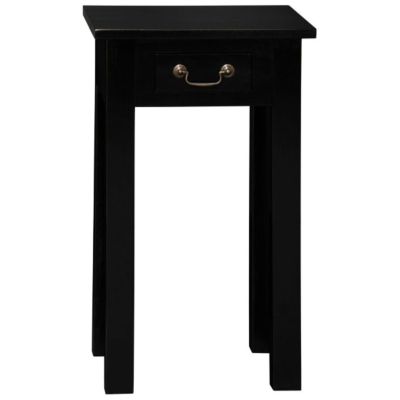 STRAIGHT LEG SIDE TABLE IN SOLID MAHOAGNY WITH 1 SINGLE DRAW - BLACK