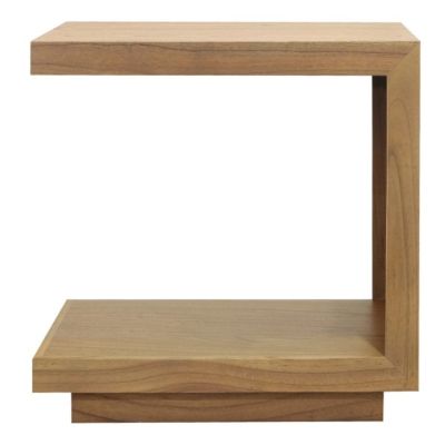 CARDEW SOLID WHITE CEDAR TIMBER C- SHAPE SIDE TABLE, NATURAL