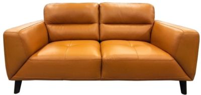 LOUANNE 2-SEATER REAL LEATHER SOFA SETTEE COUCH TANGERINE