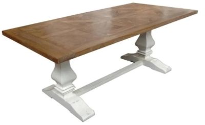 Online Dining Package  Table with 8 White Oak Cross Back Chairs