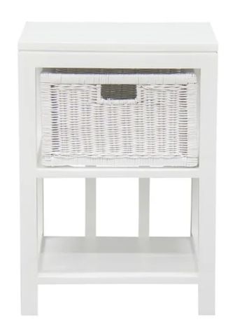 MAGENTO SINGLE DRAWER RATTAN LAMP TABLE IN SOLID MAHOGANY - WHITE