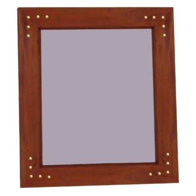 WARNICK 100CM SOLID MAHOGANY TIMBER FRAME MIRROR IN WITH STUDS IN MAHOGANY