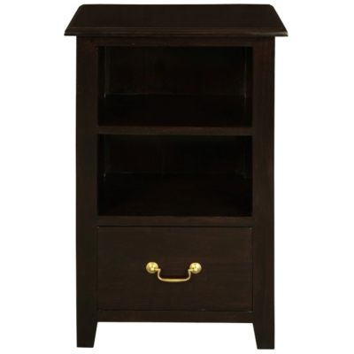 BENEDICT SOLID MAHOGANY TIMBER BEDSIDE TABLE WITH 1 DRAW & 1 SHELF IN CHOCOLATE