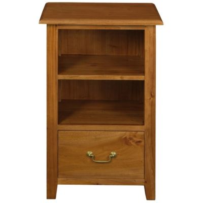 BENEDICT SOLID MAHOGANY TIMBER BEDSIDE TABLE WITH 1 DRAW & 1 SHELF IN LIGHT PECAN