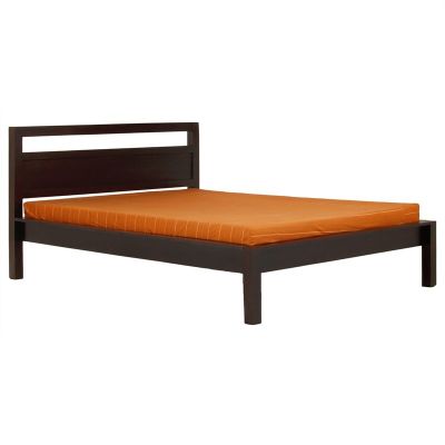 PARIS SOLID MAHOGANY TIMBER QUEEN SIZE BED - CHOCOLATE