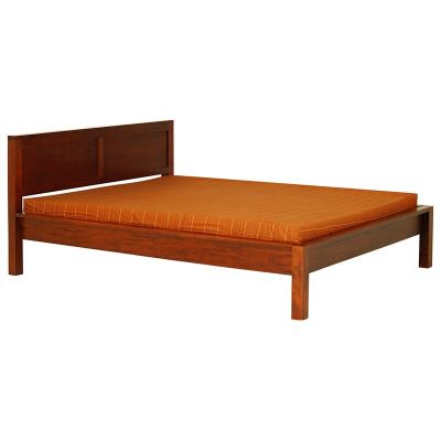 TANAKA SOLID MAHOGANY TIMBER QUEEN SIZE BED IN LIGHT PECAN