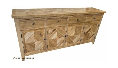 DUTCHY FRENCH PROVINCIAL STYLE BUFFET/SIDEBOARD 4 DOORS & 4 DRAWERS WITH PARQUETRY PATTERN 180 CMS