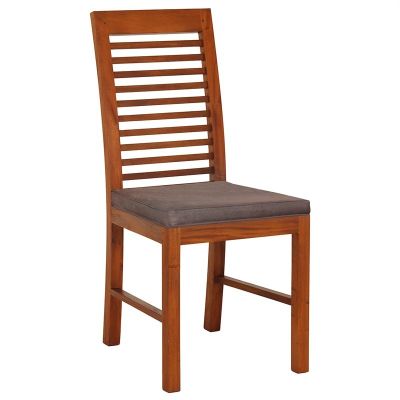EBONY SOLID MAHOGANY TIMBER DINING CHAIR WITH CUSHION SEAT- LIGHT PECAN