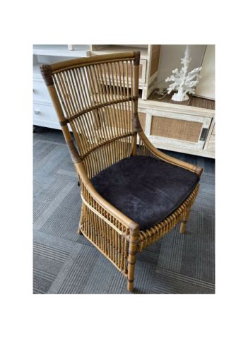 MARIO HAMPTON STYLE RATTAN CANE DINING CHAIR SIDE CHAIR IN ANTIQUE BROWN