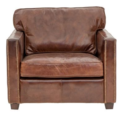 ROXIE AGED LEATHER SINGLE ARMCHAIR IN AGED LEATHER 