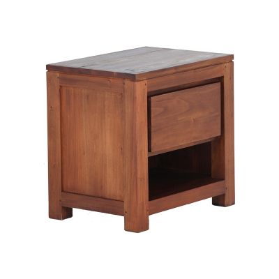 TANAKA SOLID MAHOGANY TIMBER BEDSIDE TABLE WITH 1 DRAW IN LIGHT PECAN