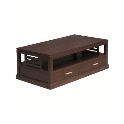 EBONY SOLID MAHOGANY 4 DRAWER COFFEE TABLE IN CHOCOLATE