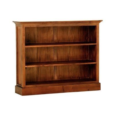 ADELAIDE SOLID MAHOGANY TIMBER WIDE BOOKCASE IN LIGHT PECAN